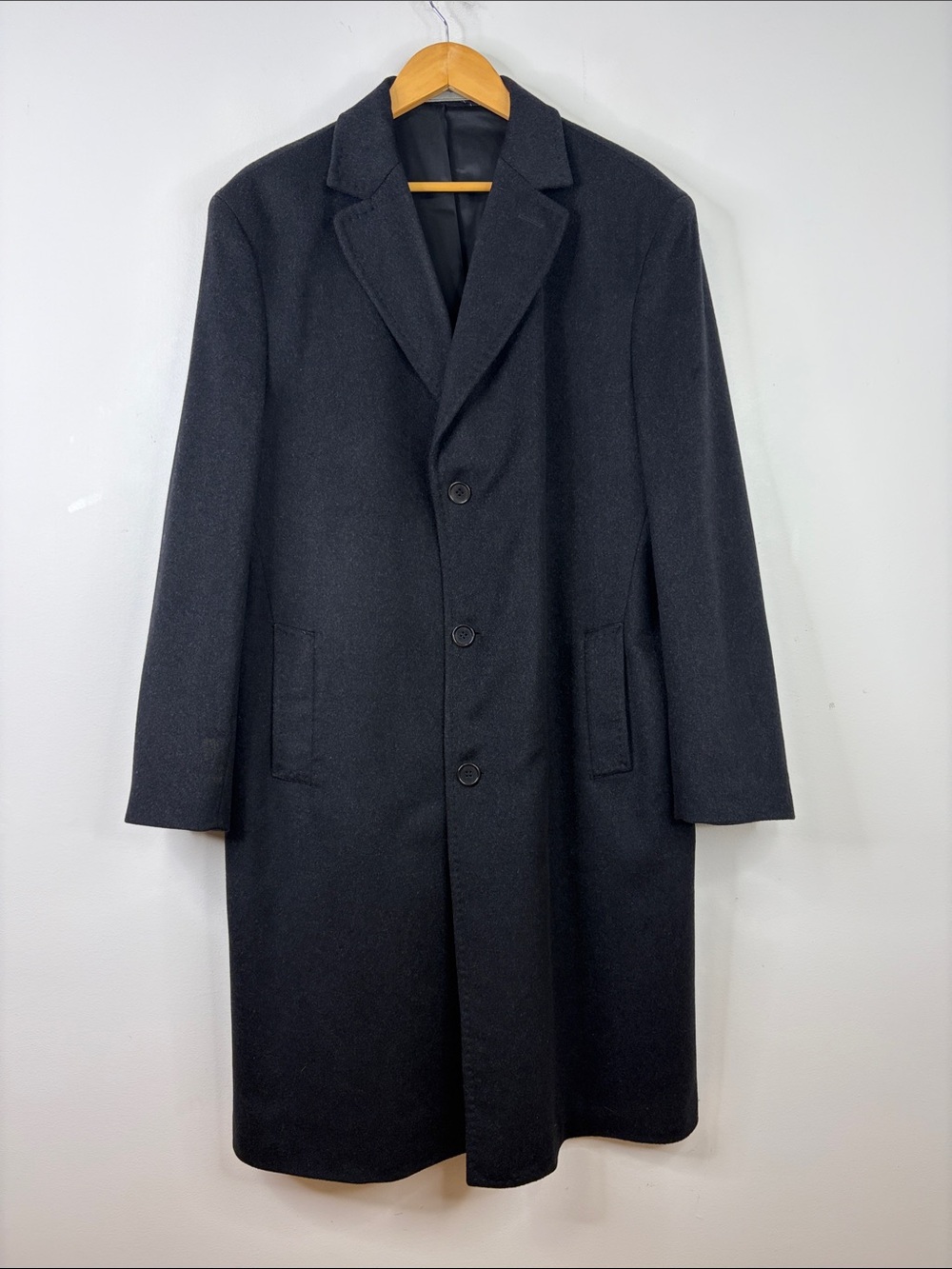 JP Tilford Overcoat Mens 42R Dark Gray Cashmere Single Breast Formal Top Coat